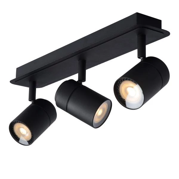 Lucide LENNERT - Spot plafond Salle de bains - LED Dim. - GU10 - 3x5W 3000K - IP44 - Noir - DETAIL 4